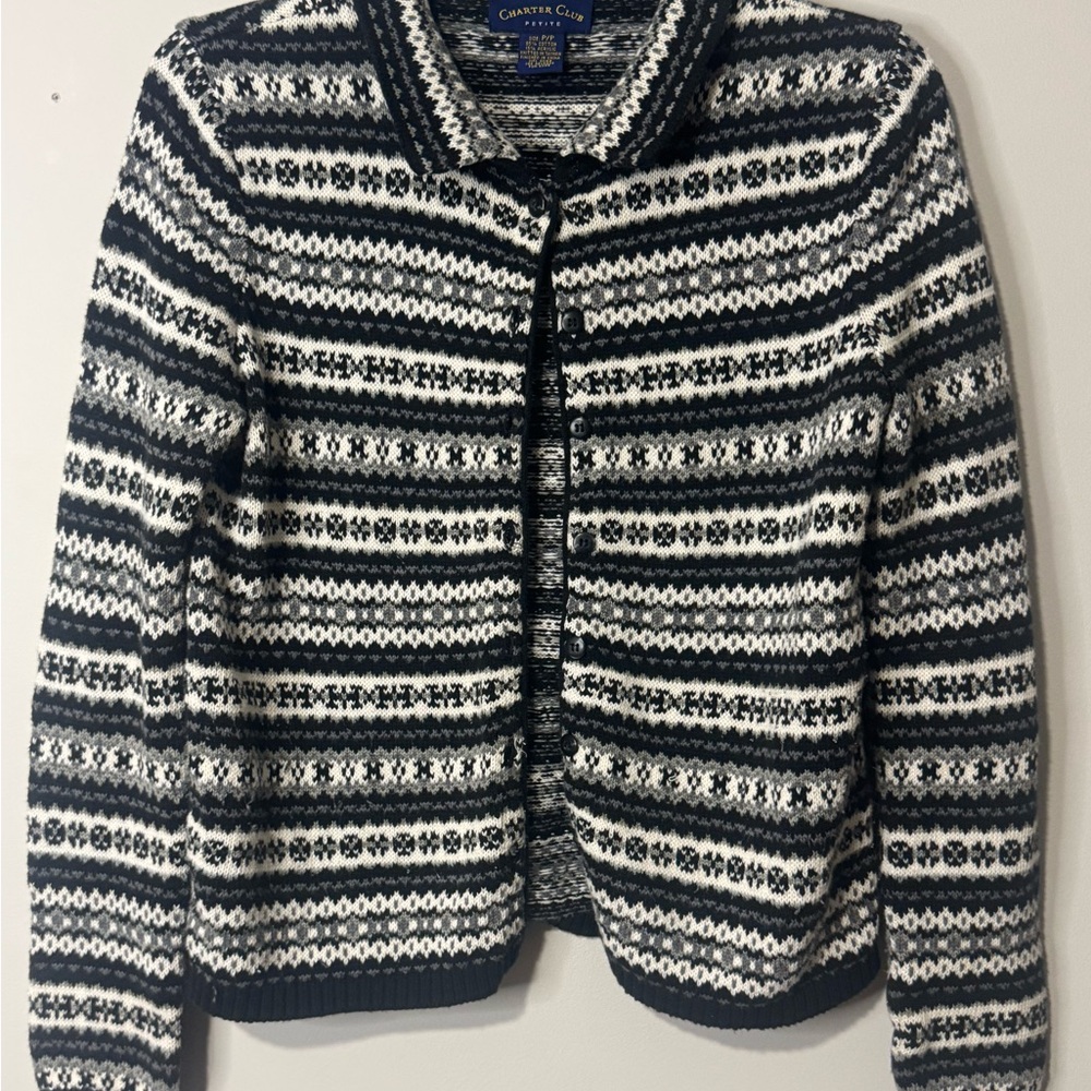 Patterned Black and White Cardigan